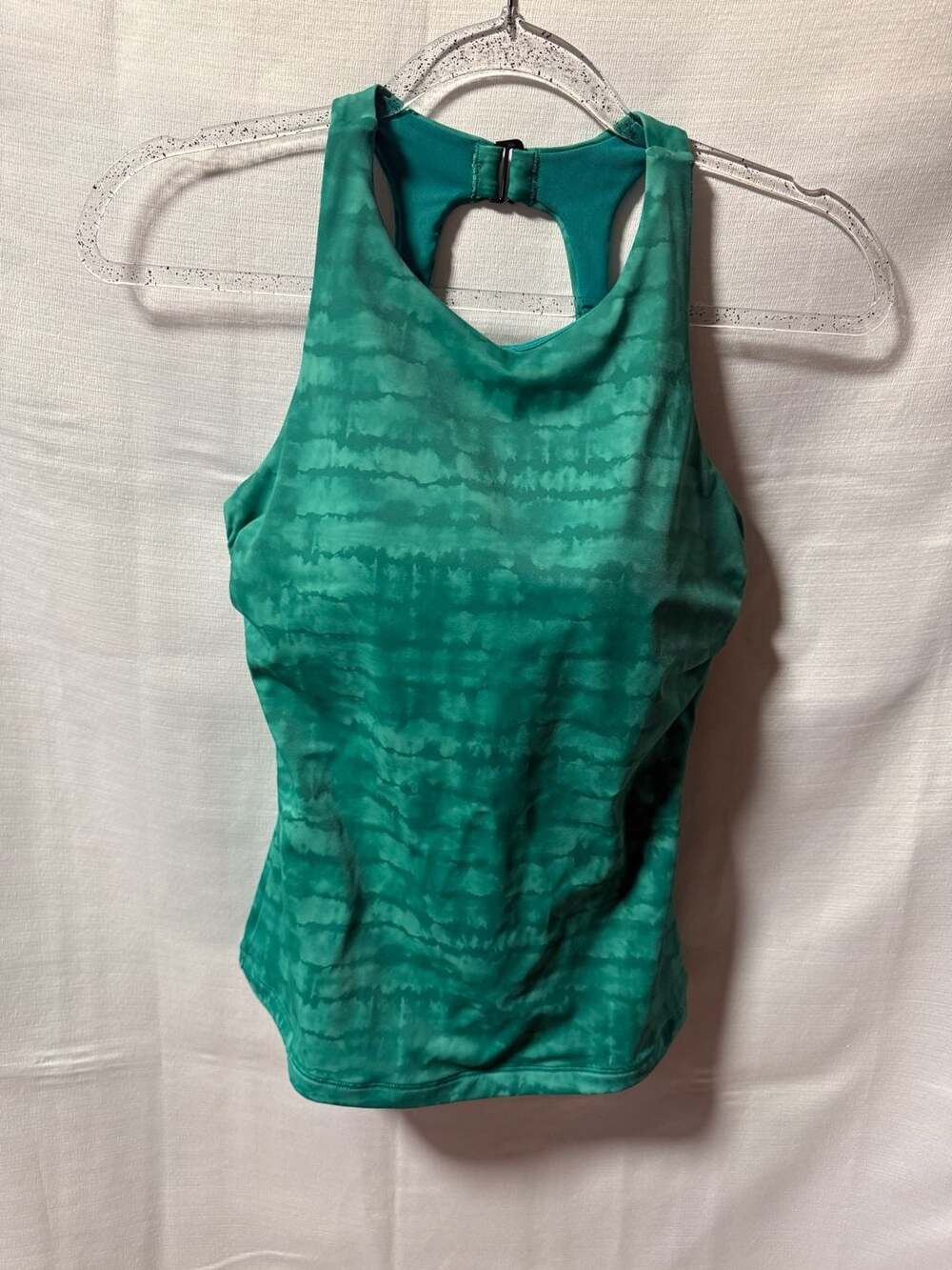 Athleta Maldives High Neck Active Tank/Tankini Top in Teal Tie-Dye 34B/C
